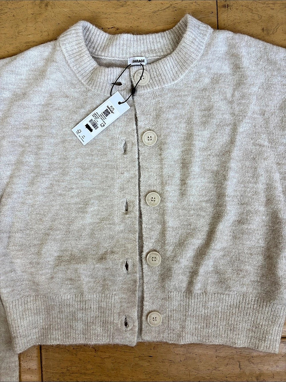 Garage Sweater Wool Cardigan in Cream Medium NWT